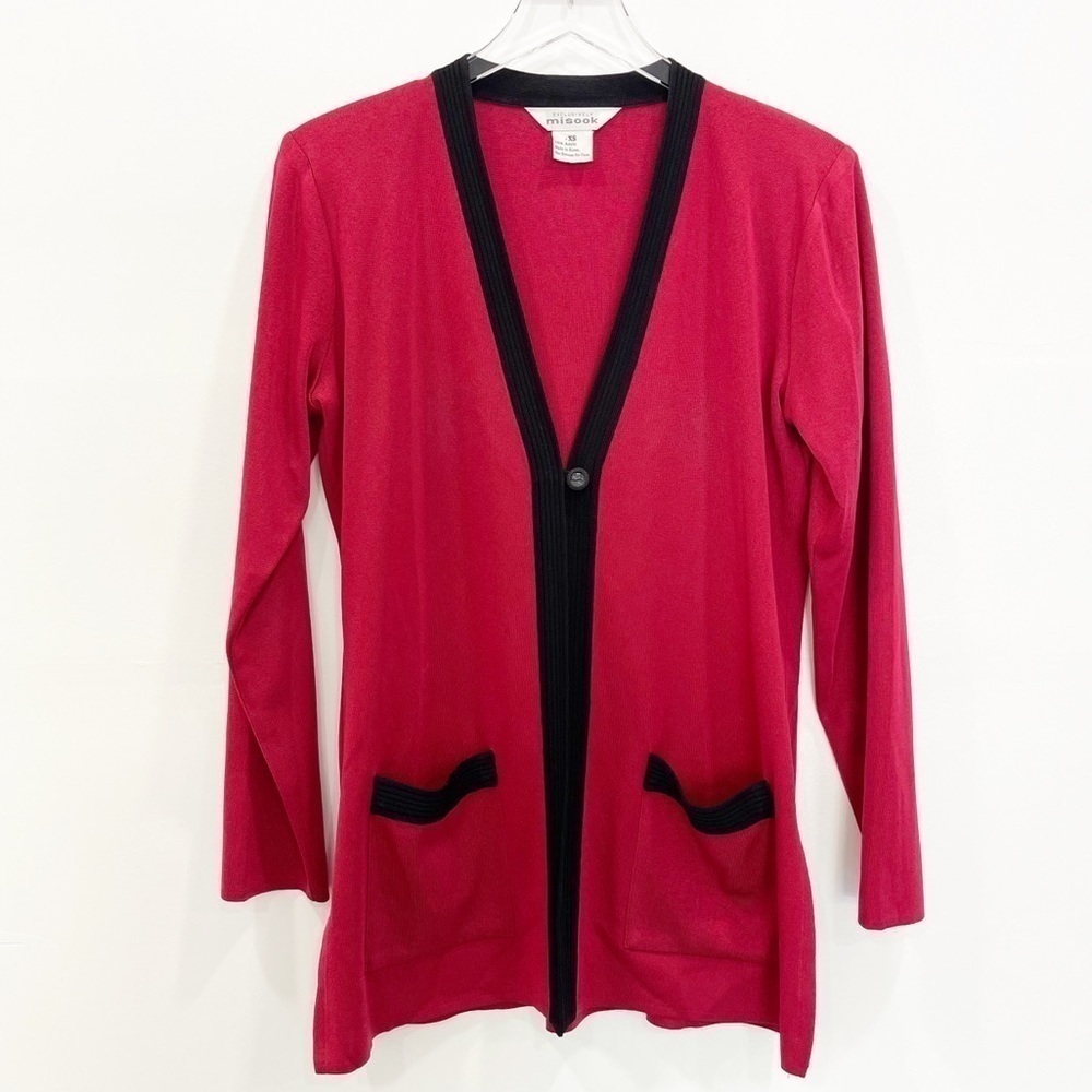 Misook Knit Cardigan Sweater Jacket One Button XS